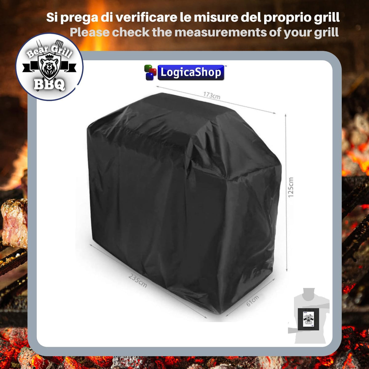 LogicaShop ® Bear Grill BBQ Custodia Copri Barbecue da Esterno