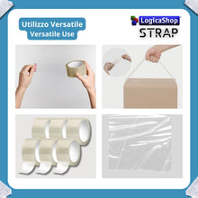 Load image into Gallery viewer, LogicaShop STRAP Rotoli Nastro Adesivo Largo per Imballaggio Pacchi, Spedizioni e Trasloco - Resistente e Silenzioso (36Pz, Trasparente)
