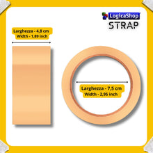 Load image into Gallery viewer, LogicaShop STRAP Rotoli Nastro Adesivo Largo per Imballaggio Pacchi, Spedizioni e Trasloco - Resistente e Silenzioso (6Pz, Marrone)
