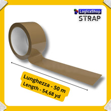 Load image into Gallery viewer, LogicaShop STRAP Rotoli Nastro Adesivo Largo per Imballaggio Pacchi, Spedizioni e Trasloco - Resistente e Silenzioso (6Pz, Marrone)
