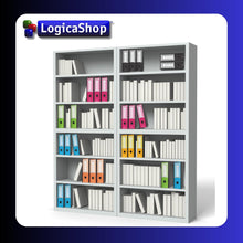 Load image into Gallery viewer, LogicaShop UBOX Set Raccoglitori ad Anelli A4, Faldoni Ufficio con Custodia (Dorso 8, 12Pz Commerciale, Nero)
