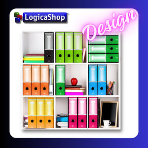 LogicaShop UBOX Set Raccoglitori ad Anelli A4, Faldoni Ufficio con Custodia (Dorso 8, 12Pz Commerciale, Nero)