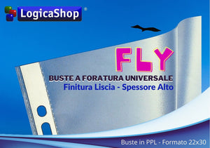 LogicaShop Fly Buste Forate Trasparenti per Raccoglitori ad Anelli A4, Cartelline Plastica (Lucide, 200 Pezzi)