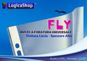 LogicaShop Fly Buste Forate Trasparenti per Raccoglitori ad Anelli A4, Cartelline Plastica (Lucide, 100 Pezzi)